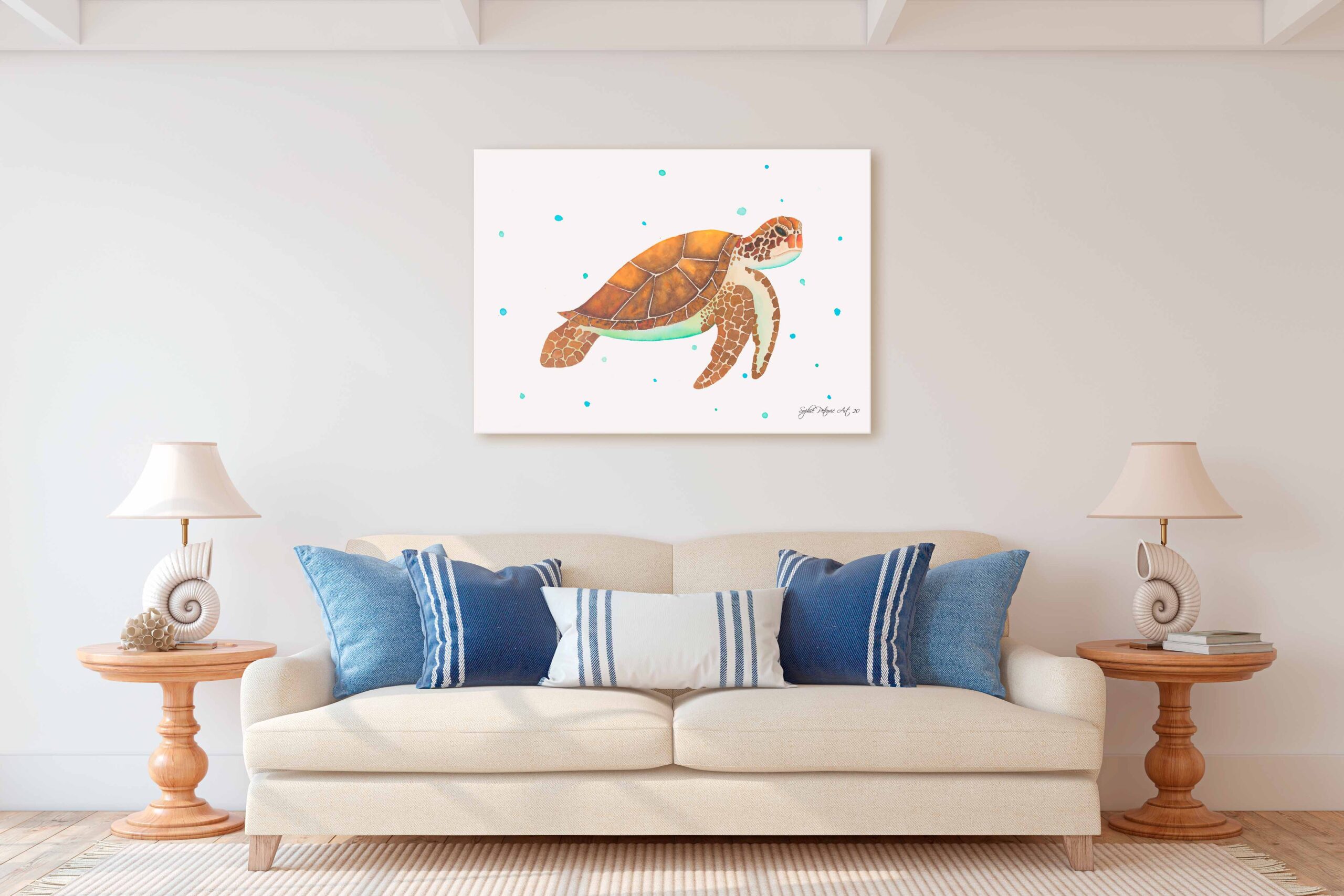 Tom The Turtle Canvas - Sophie Petrovic Art