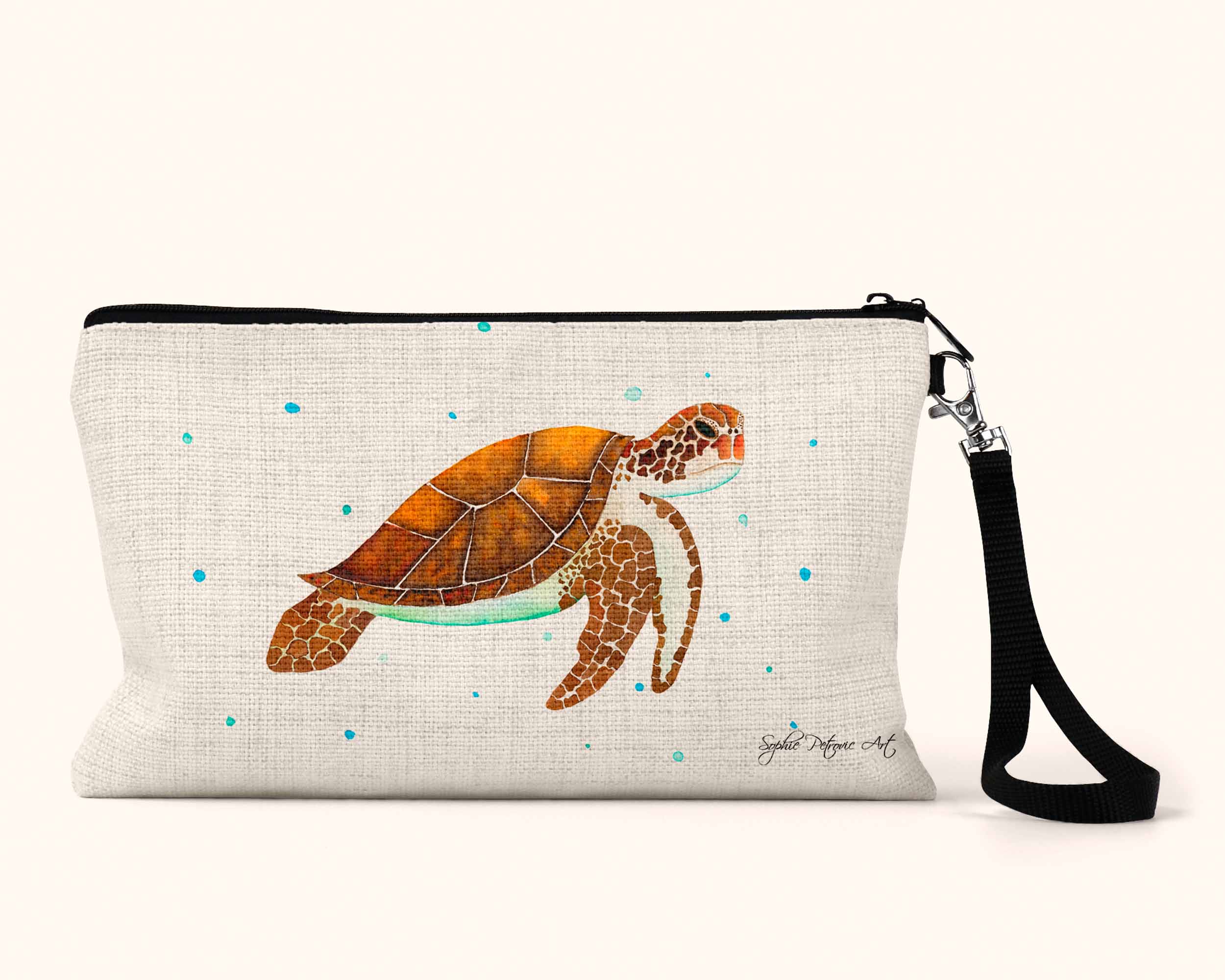 Tom The Turtle Cosmetic Bag - Sophie Petrovic Art