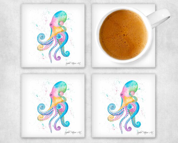 Opal The Octopus Glass Coasters