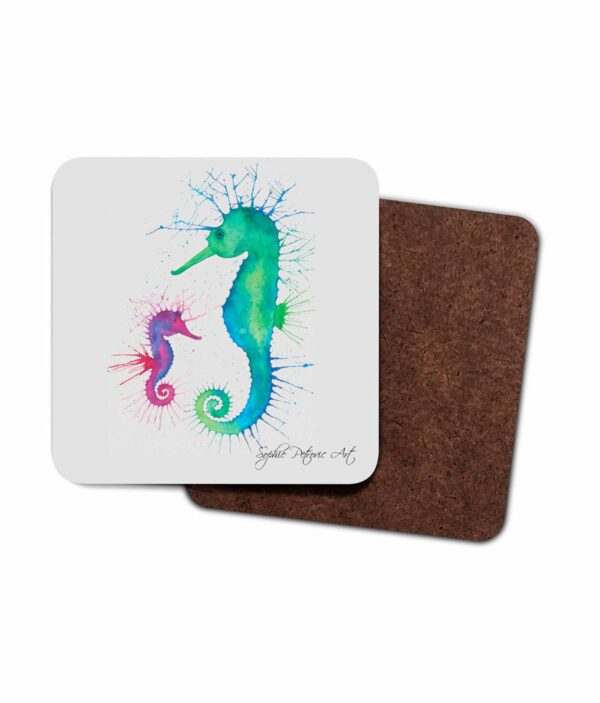 Colourful Seahorses Hardboard Coaster