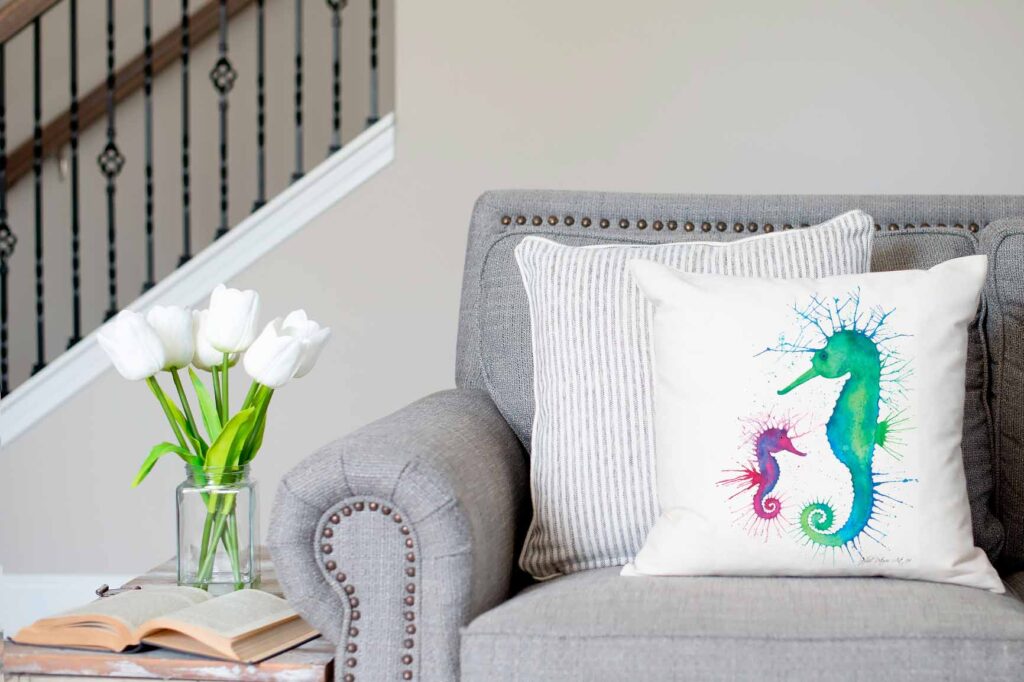 The Colourful Seahorses Cushion Cover