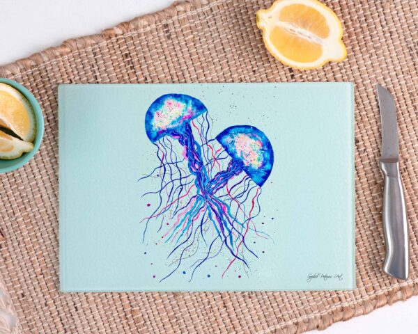 Jellyfish Love Glass Chopping Board