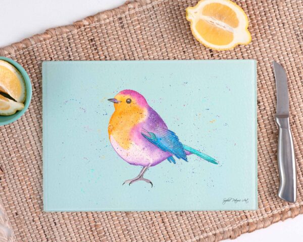 Ruby The Robin Glass Chopping Board