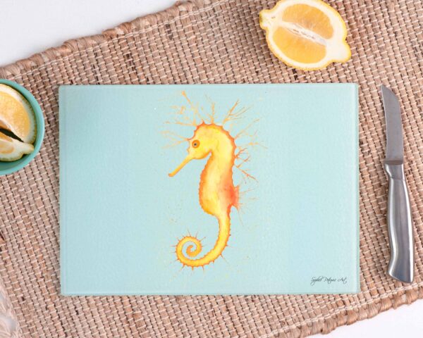 Sammie The Seahorse Glass Chopping Board