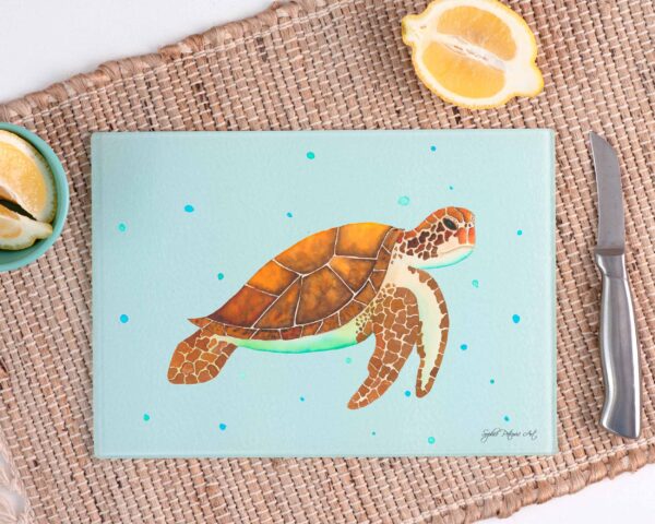 Tom The Turtle Glass Chopping Board