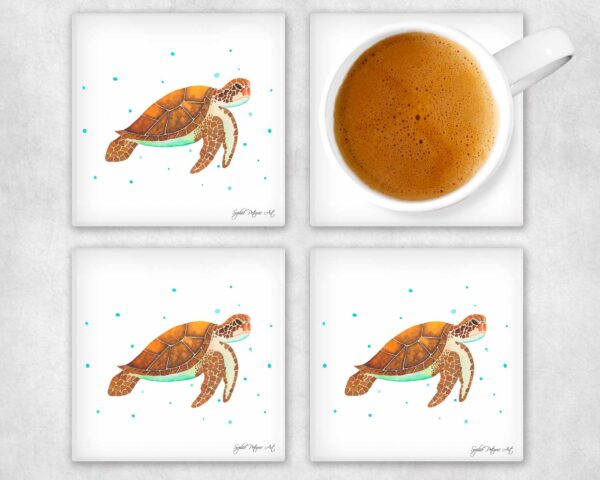 Tom The Turtle Glass Coasters