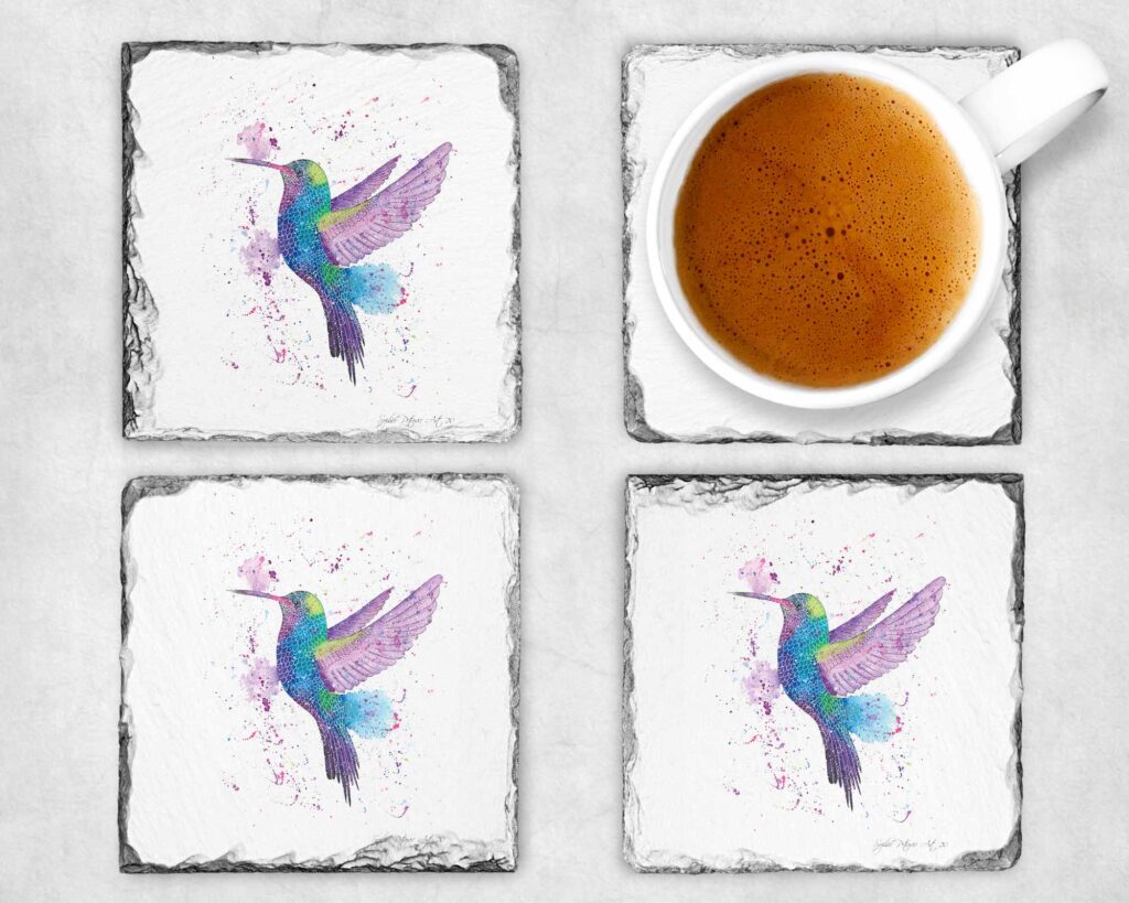 Hattie The Hummingbird Slate Coasters