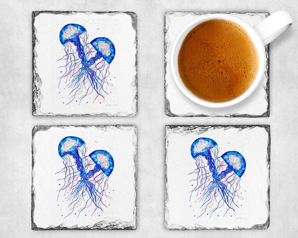 Jellyfish Love Slate Coasters