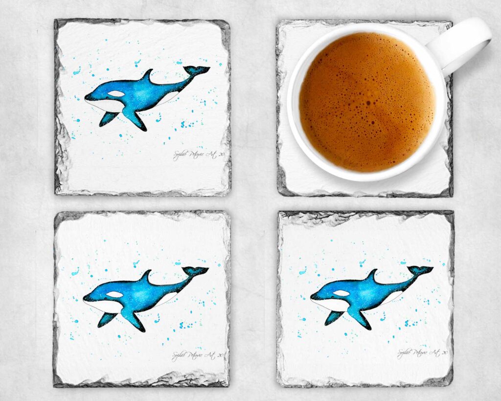 Olive The Orca Slate Coasters