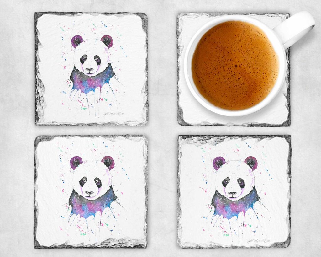 Polly The Panda Slate Coasters