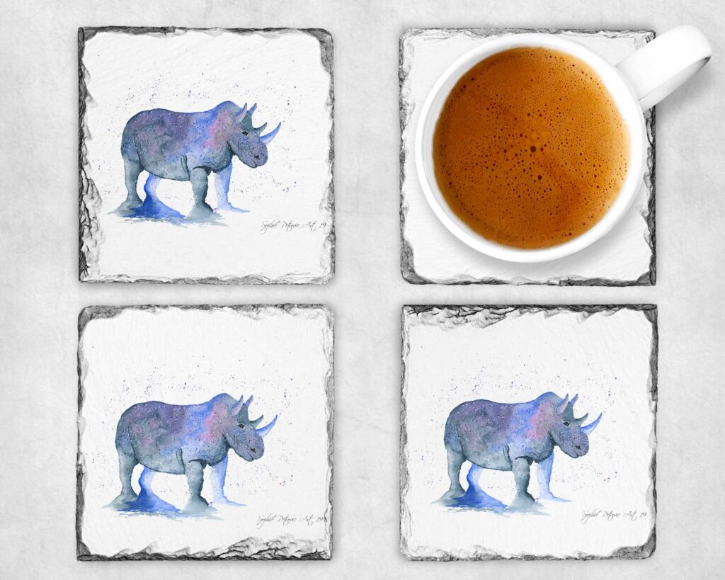 Rupert The Rhino Slate Coasters