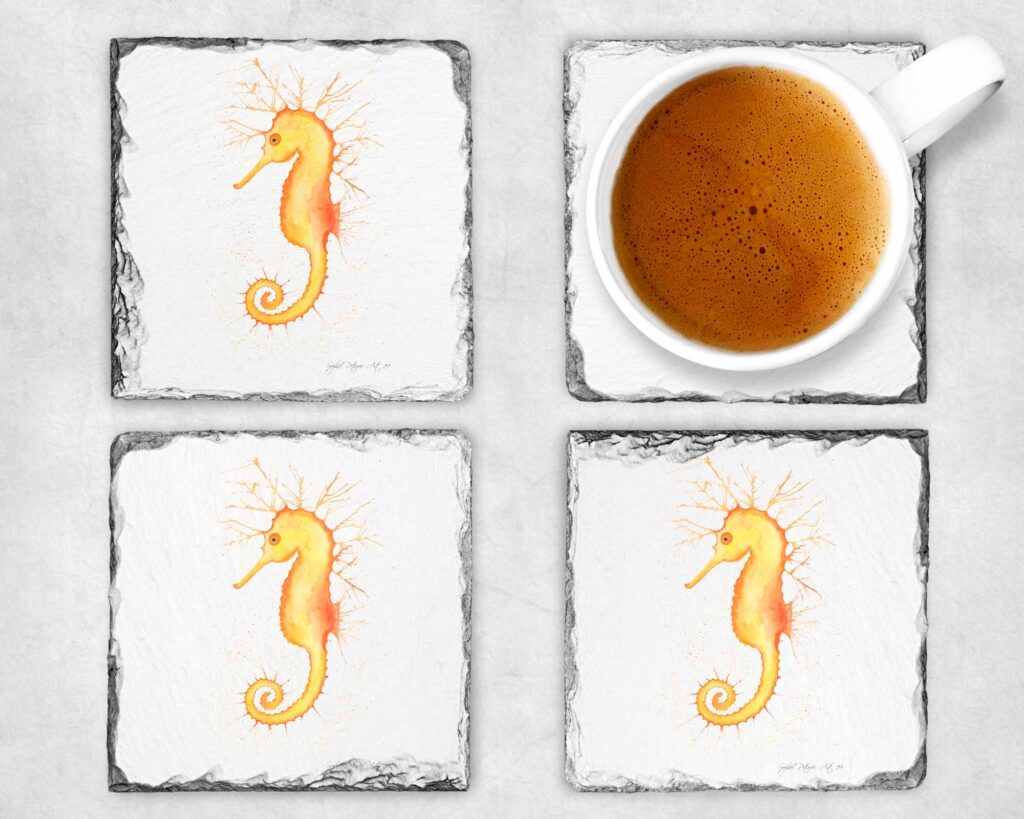 Sammie The Seahorse Slate Coasters