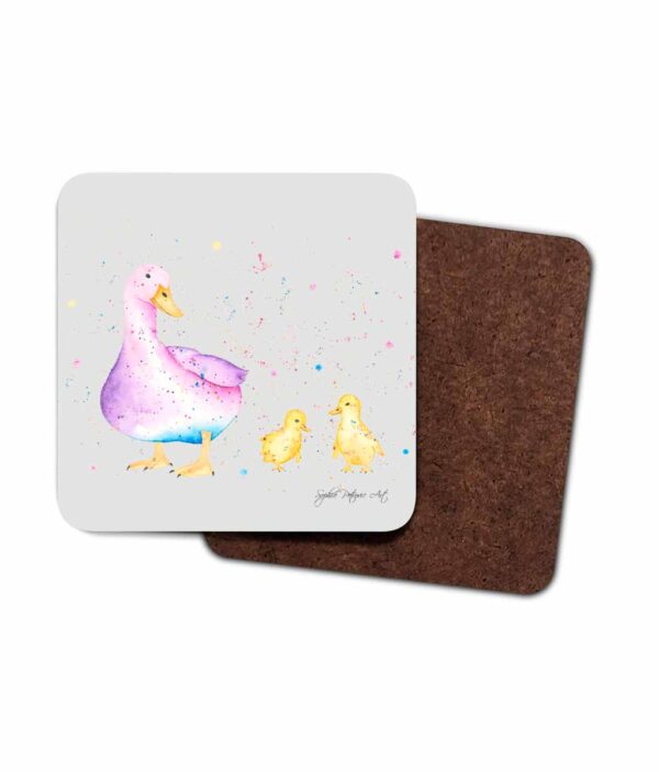 The Duck Family Hardboard Coaster