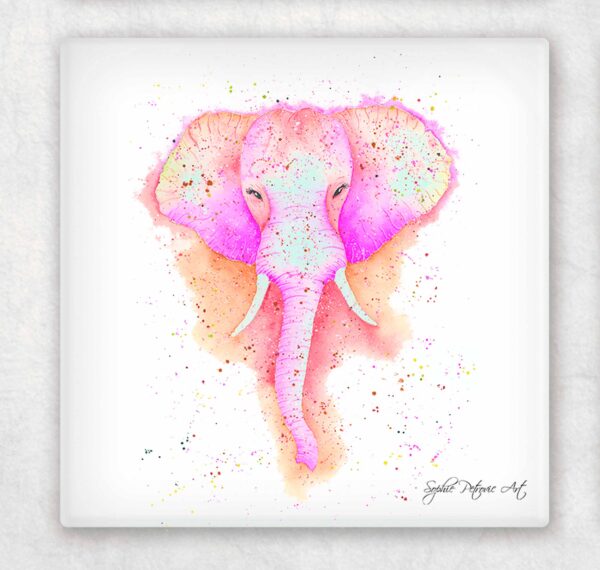 Pink Elephant Glass Coasters - Image 2