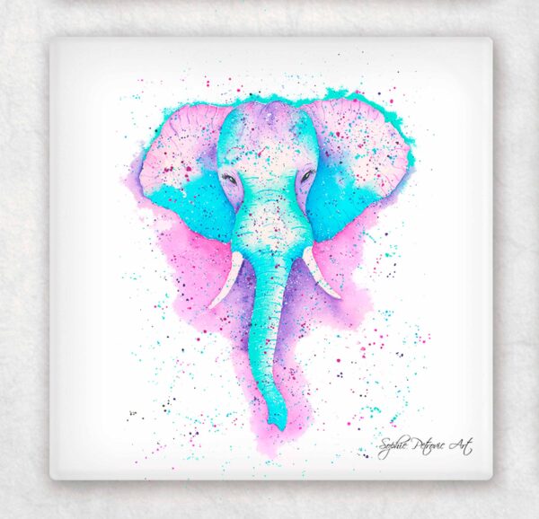 Vibrant Elephant Glass Coasters - Image 2