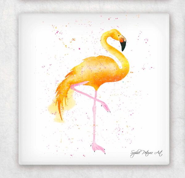 Orange Flamingo Glass Coasters - Image 2