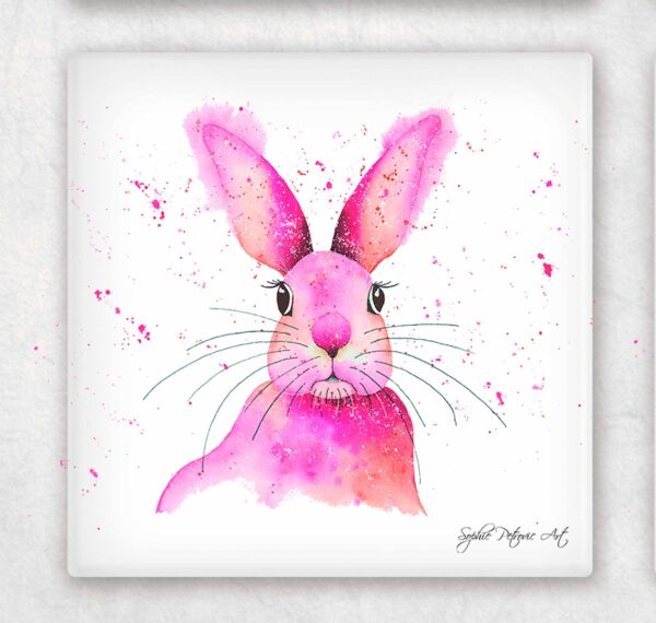 Pink Rabbit Glass Coasters - Image 2