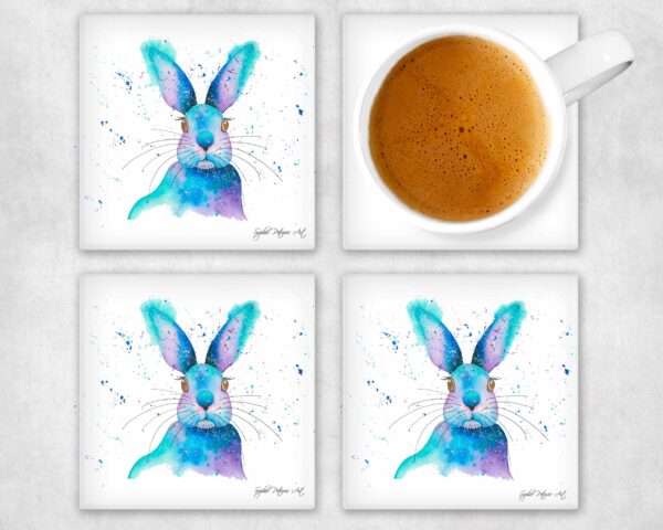 Blue Rabbit Glass Coasters