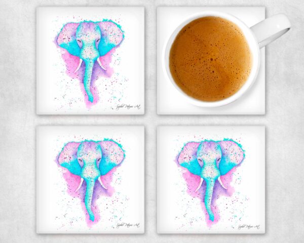 Vibrant Elephant Glass Coasters