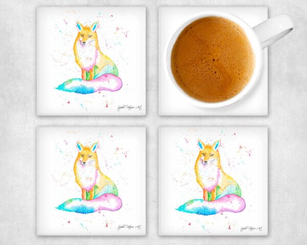 Sitting Fox Glass Coasters