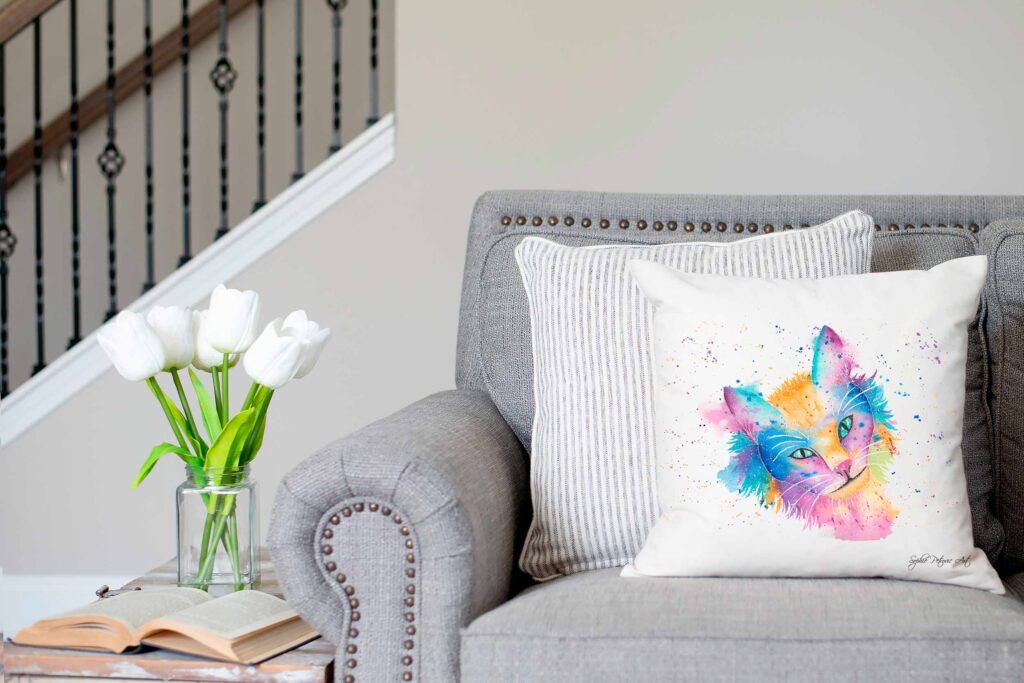 Colourful Cat Cushion Cover