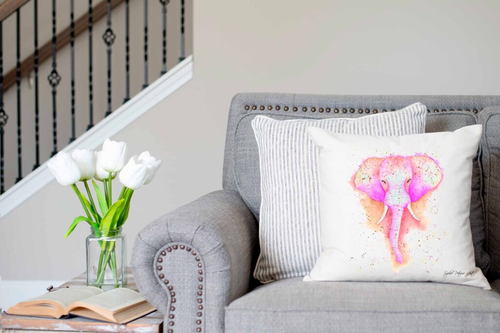 Pink Elephant Cushion Cover