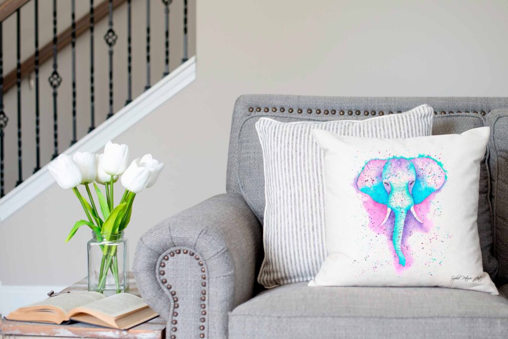 Vibrant Elephant Cushion Cover