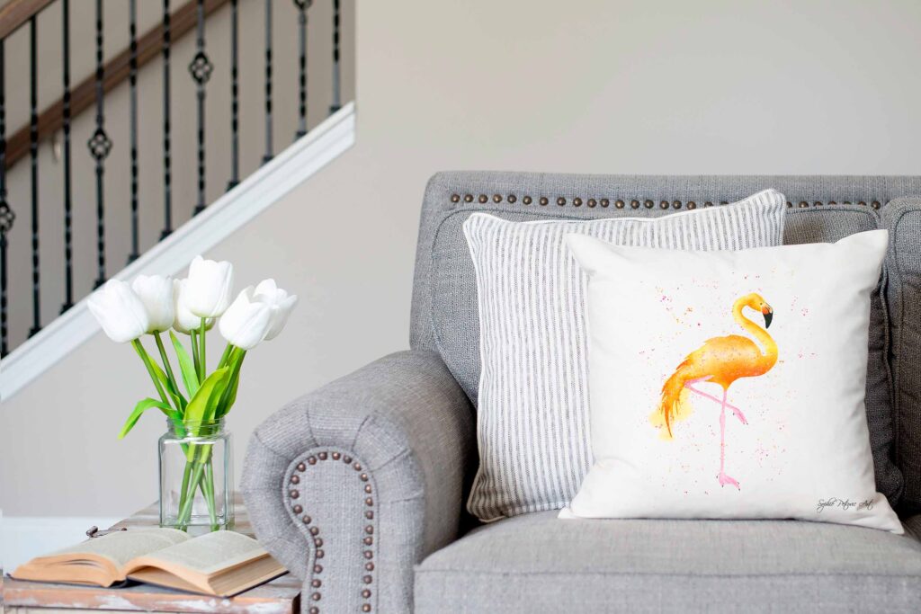 Orange Flamingo Cushion Cover