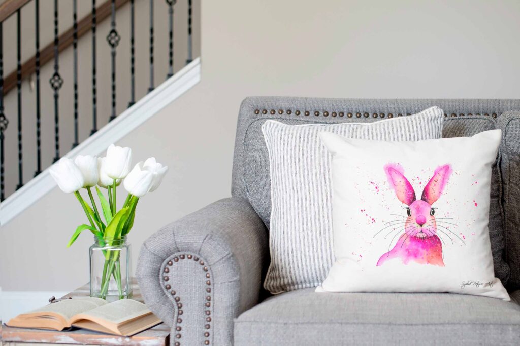 Pink Rabbit Cushion Cover