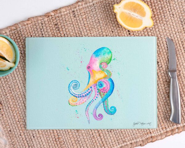 Opal The Octopus Glass Chopping Board