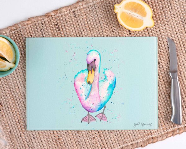 Sally The Swan Glass Chopping Board