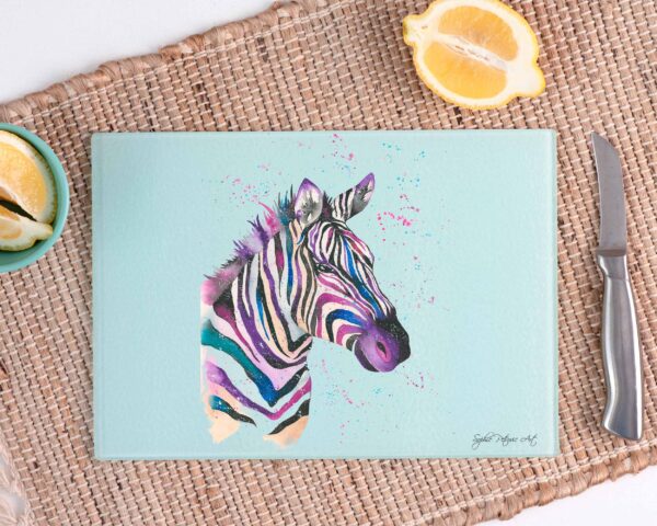 Zoe The Zebra Glass Chopping Board