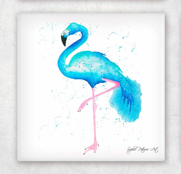 Blue Flamingo Glass Coasters - Image 2