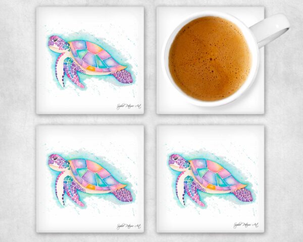 Tellula The Turtle Glass Coasters