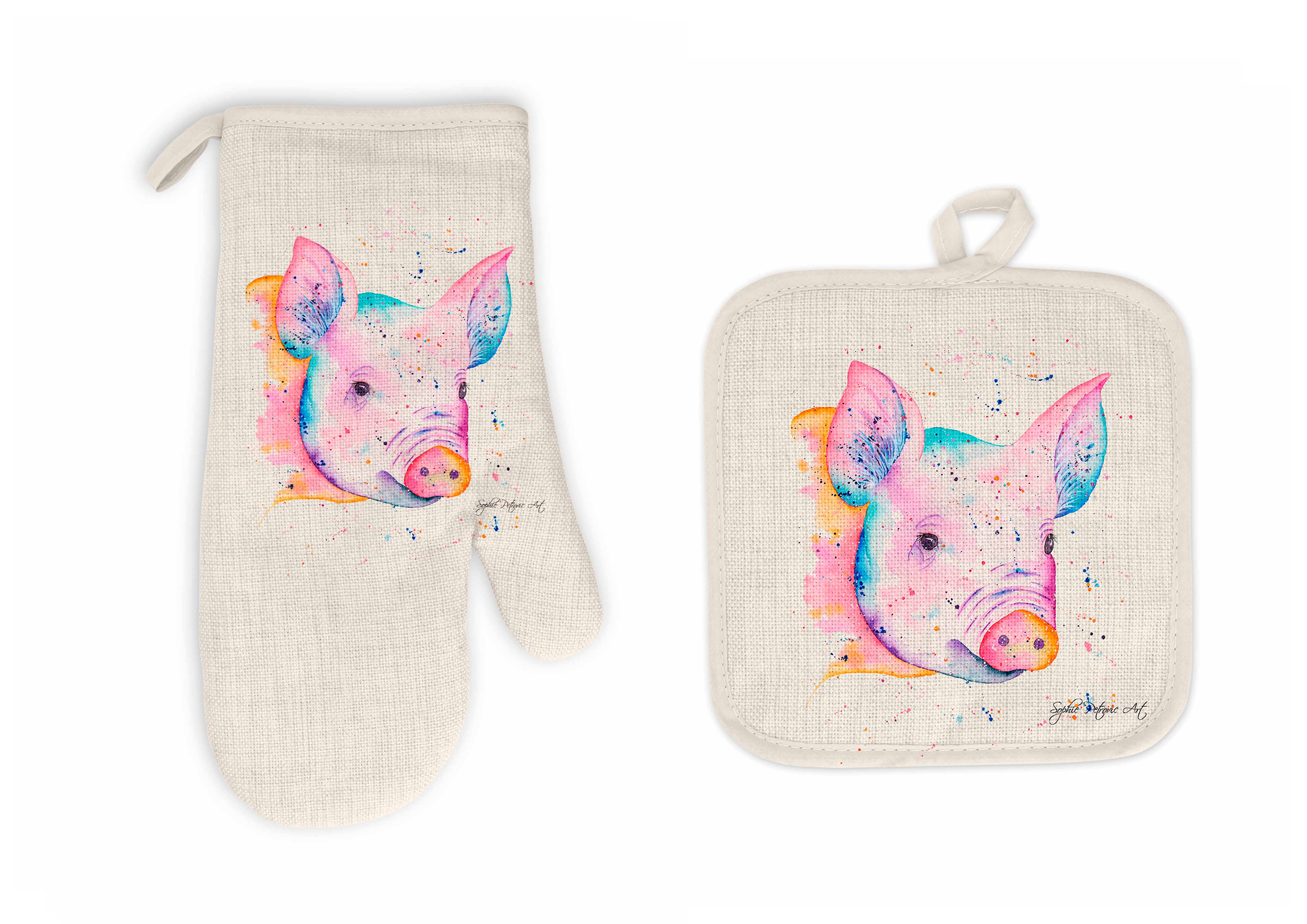 Cute Pig Print Oven Mitts and Pot Holders Set, Pot Holders for Kitchen,  Oven Mitts Set, Oven Glove, Kitchen Mittens, Oven Mittens, Pot Holder Set