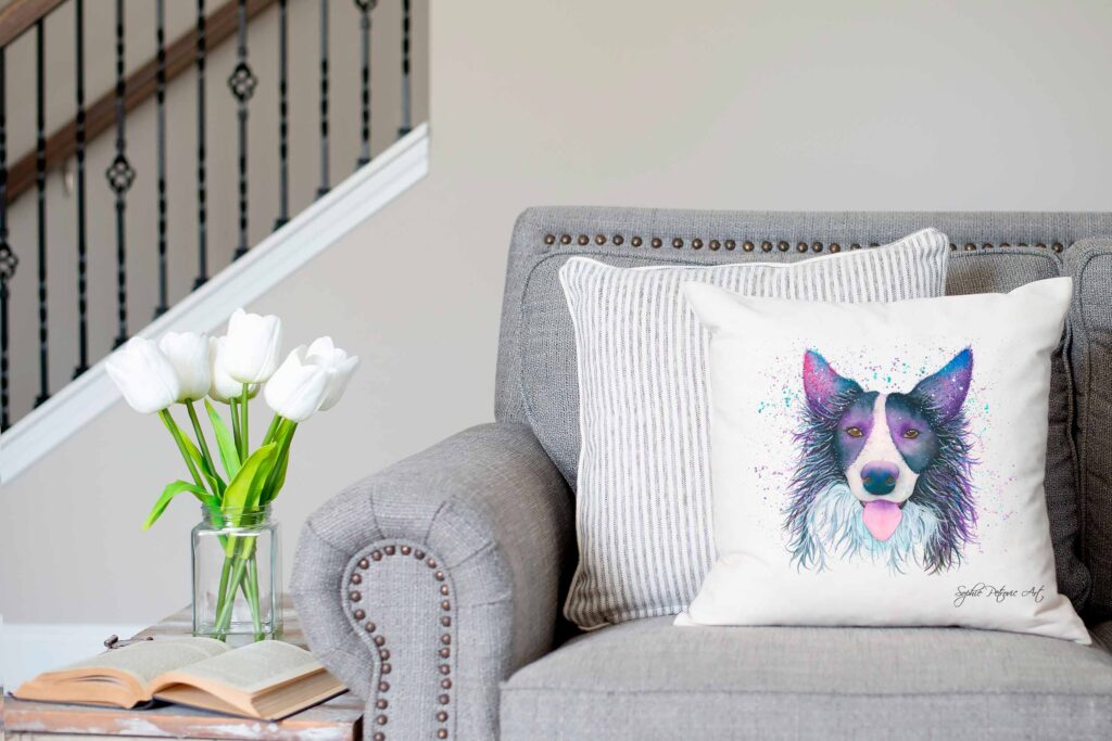 Pepper The Border Collie Cushion Cover