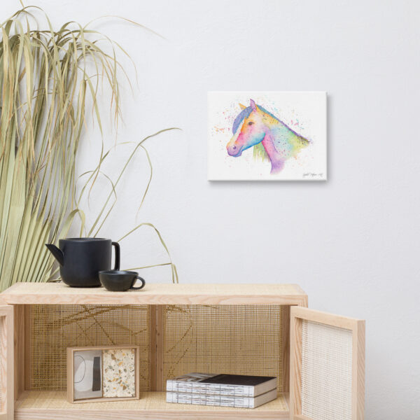 horse canvas wall art featuring Nikita, a hand-painted watercolour horse by Sophie Petrovic