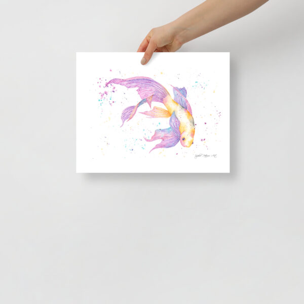 Vibrant koi fish art print featuring a pair of hand-painted watercolour carp