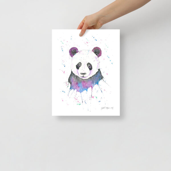 Adorable panda art print featuring Polly, a hand-painted watercolour panda